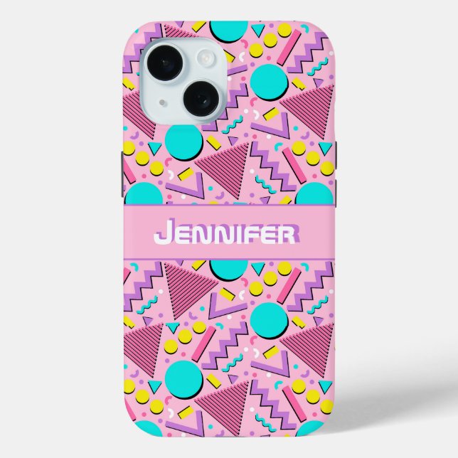 Neunziger Kid Pink Retro Geometric Personalisiert Case-Mate iPhone Hülle (Rückseite)