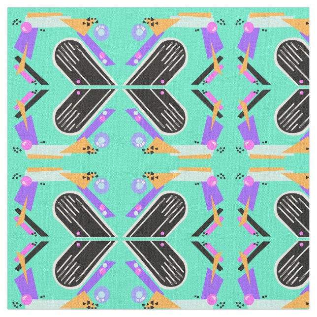 Neunziger Neon Butterfly Pattern Stoff (Nahaufnahme)