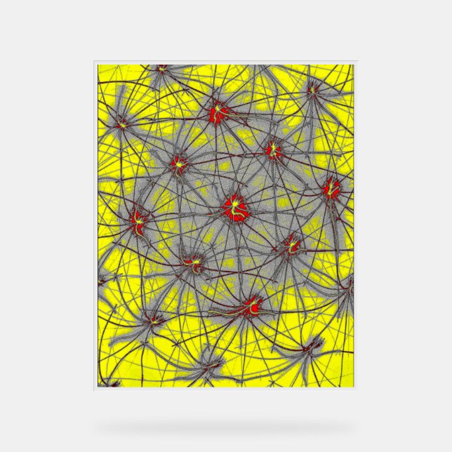 Neural Starburst – Yellow Acrylic Sign Acrylschild (Vorderseite)