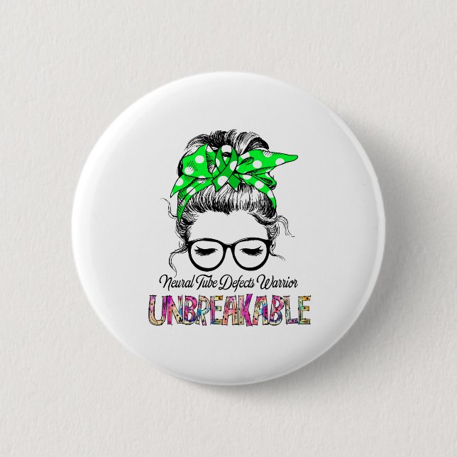 Neural Tube Defekts Awareness Ribbon Support Ohrfe Button (Vorderseite)