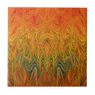 "Neuraler Firestorm" Abstrakt Gelborange Fliese