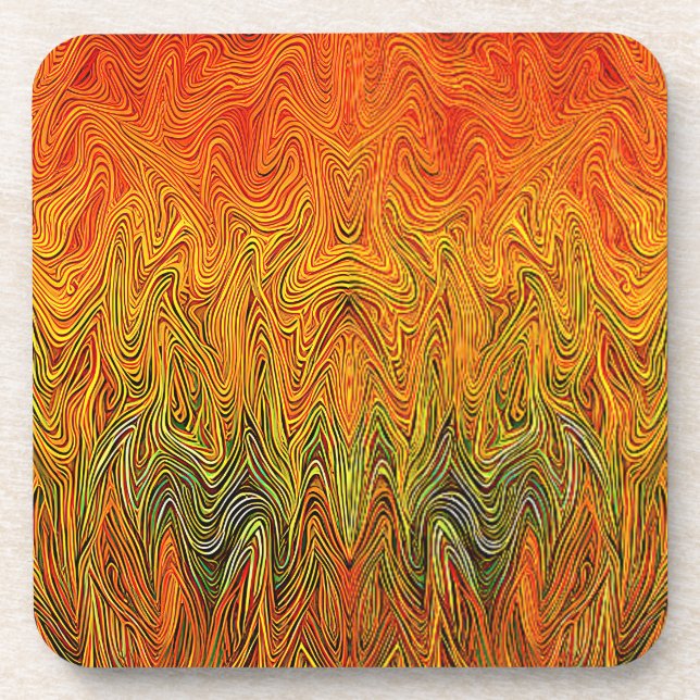 "Neuraler Firestorm" Abstrakt Gelborange Getränkeuntersetzer (Vorderseite)