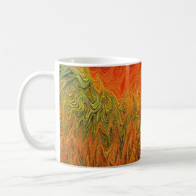 "Neuraler Firestorm" Abstrakt Gelborange Kaffeetasse (Links)