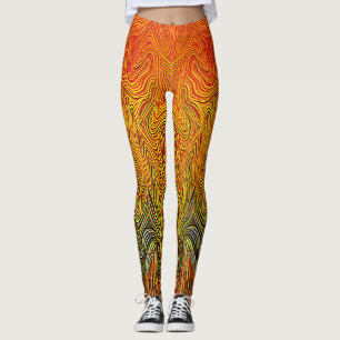 "Neuraler Firestorm" Abstrakt Gelborange Leggings