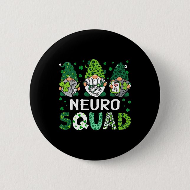 Neuro-Krankenschwester-Team St. Patricks Day Gnom- Button (Vorderseite)