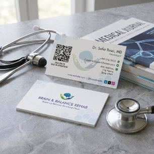 Neuro-Reha-Geschäft   Minimalistisches Weiß Visitenkarte