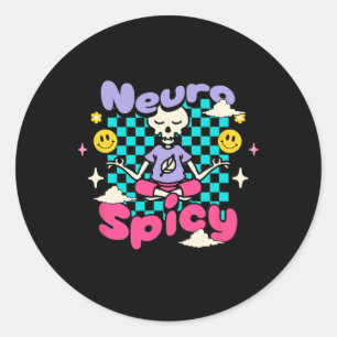 Neuro Spicy Adhd Autismus Bewusstsein Retro Groovy Runder Aufkleber