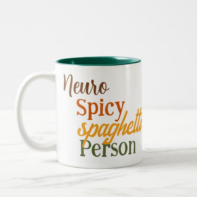 Neuro Spicy Spaghetti Person Zweifarbige Tasse (Links)