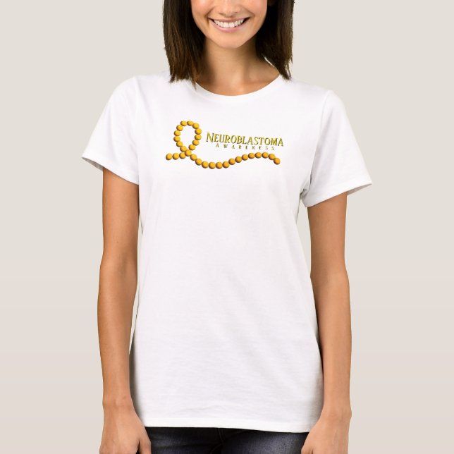 Neuroblastom Gold Beaded Awareness Ribbon T-Shirt (Vorderseite)
