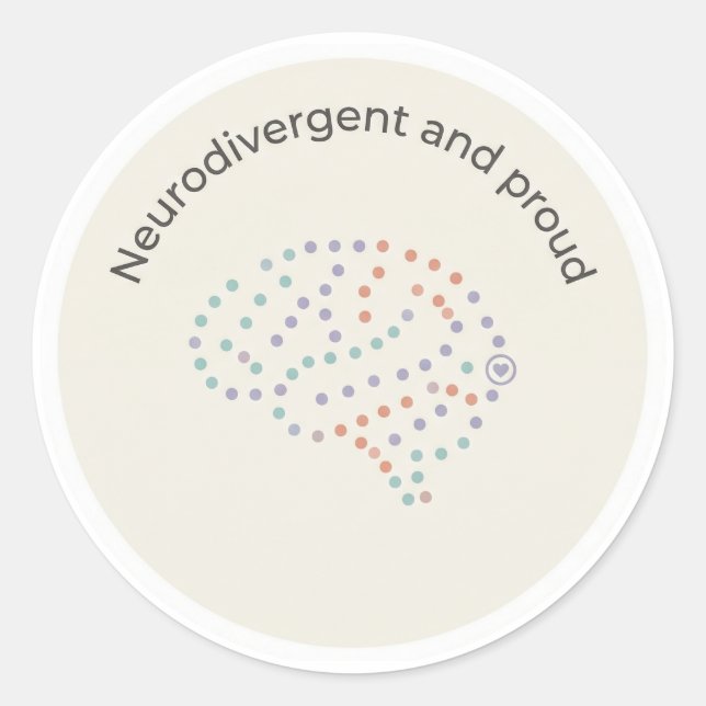 Neurodivergent and Proud Brain Dot Art Sticker (Vorderseite)