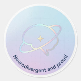 Neurodivergent and Proud Pastel Brain Planet Runder Aufkleber