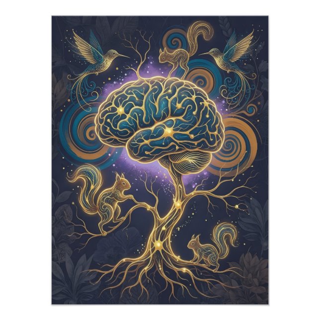 Neurodivergent Brain Tree Poster – Nature Art (Vorne)