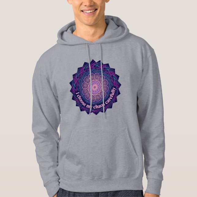 Neurodivergent Chaos Quote Neon Mandala Art Hoodie (Vorderseite)