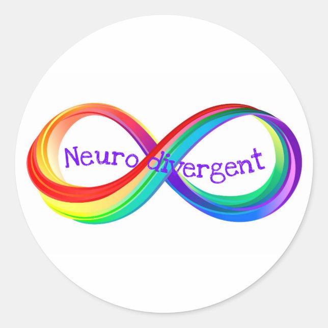 Neurodivergent Rainbow Infinity Symbol Button Runder Aufkleber (Vorderseite)