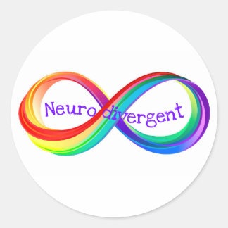 Neurodivergent Rainbow Infinity Symbol Button Runder Aufkleber