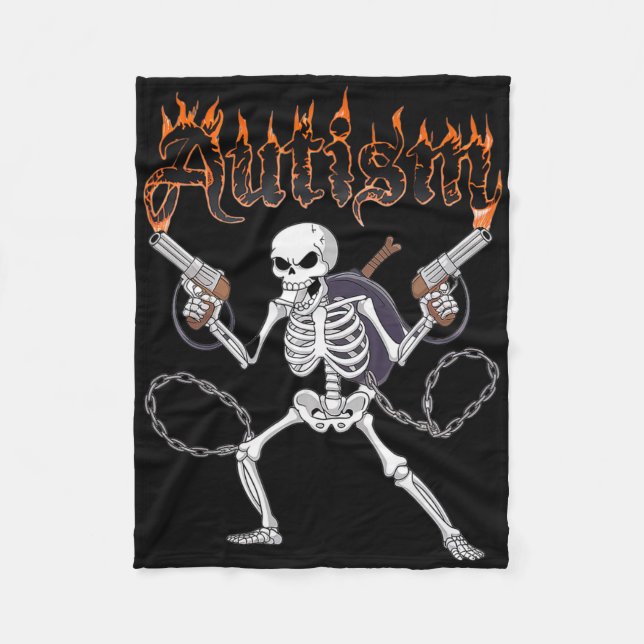 Neurodivergent Skelett Krieger-Autismus Bewusstsei Fleecedecke (Vorderseite)