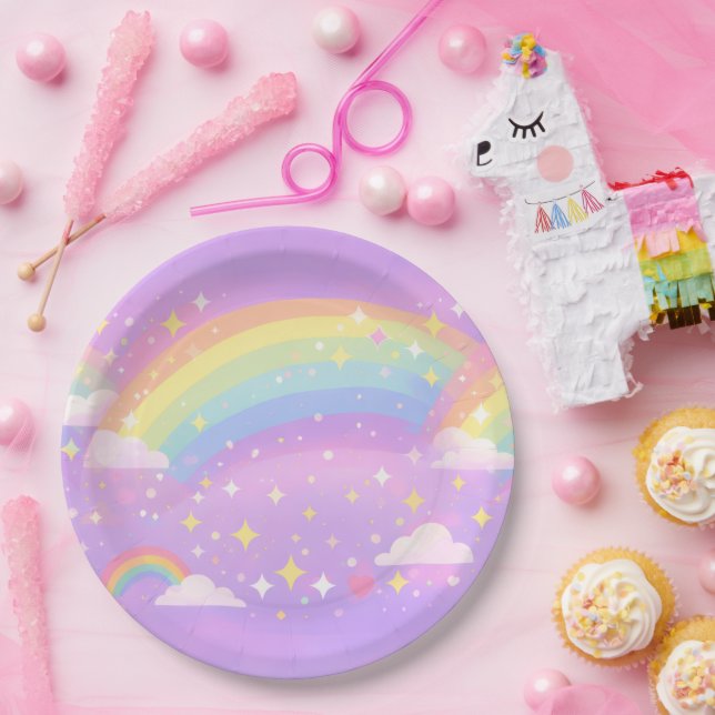 Neurodivergente Pastell-Regenbogen-Party Pappteller (Party)