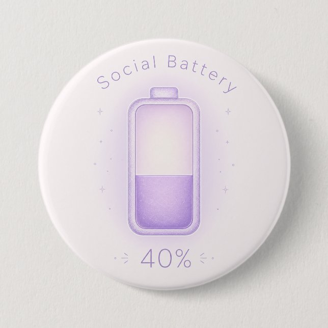 Neurodivergente Sozialbatterie Autismus ADHS AuDHD Button (Vorderseite)