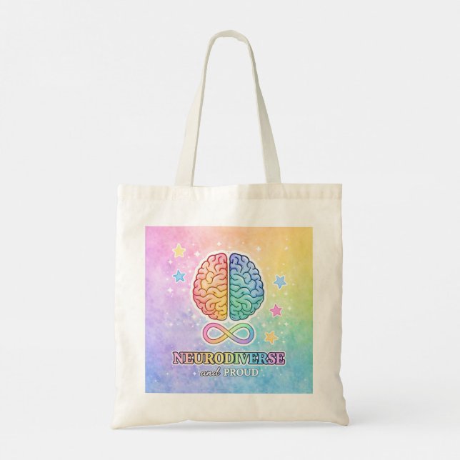 Neurodiverse and Proud Inspirational Quote Pastel Tragetasche (Rückseite)