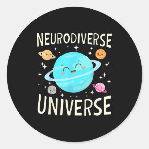 Neurodiverse Planet Weltraum Thema Galaxie Autismu Runder Aufkleber