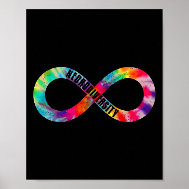 Neurodiverser Gefärbte Krawatte Unendlichkeit Zeic Poster (Vorne)