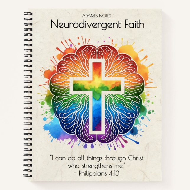 Neurodiverser Glaube - Regenbogenbran Notizbuch (Vorderseite)