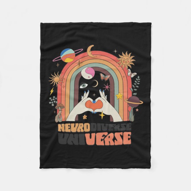 Neurodiverser Universe Celestial Retro Autismus Aw Fleecedecke (Vorderseite)