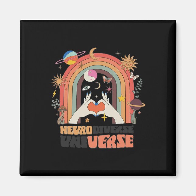 Neurodiverser Universe Celestial Retro Autismus Aw Magnet (Vorne)