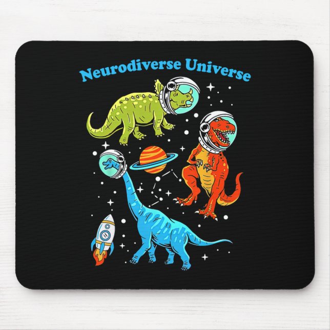 Neurodiverser Universum Dinosaurier Weltraum Adhd  Mousepad (Vorne)