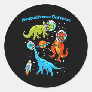 Neurodiverser Universum Dinosaurier Weltraum Adhd  Runder Aufkleber