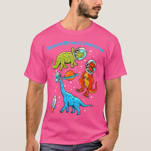Neurodiverser Universum Dinosaurier Weltraum Adhd  T-Shirt (Vorderseite)