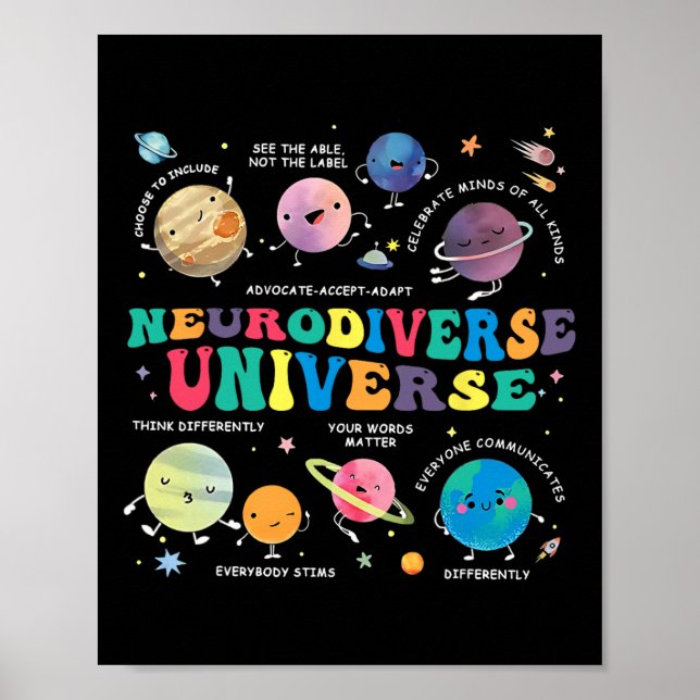Neurodiverser Universum Weltraumplanet Autistische Poster (Vorne)