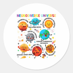 Neurodiverser Weltraum-Planet - Sondererziehung Runder Aufkleber