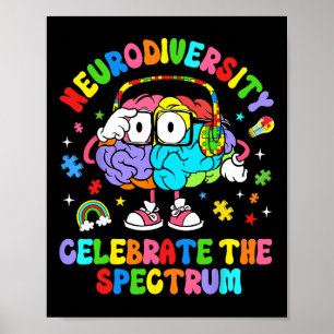 Neurodiversität Feiert Das Spektrum Gehirn Autismu Poster