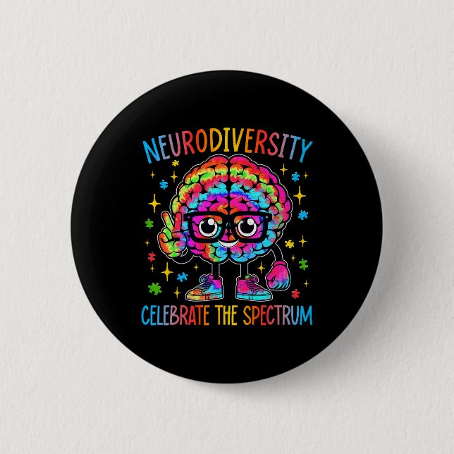 Neurodiversität Gehirn Autismus-Bewusstsein Asd Ad Button (Vorderseite)