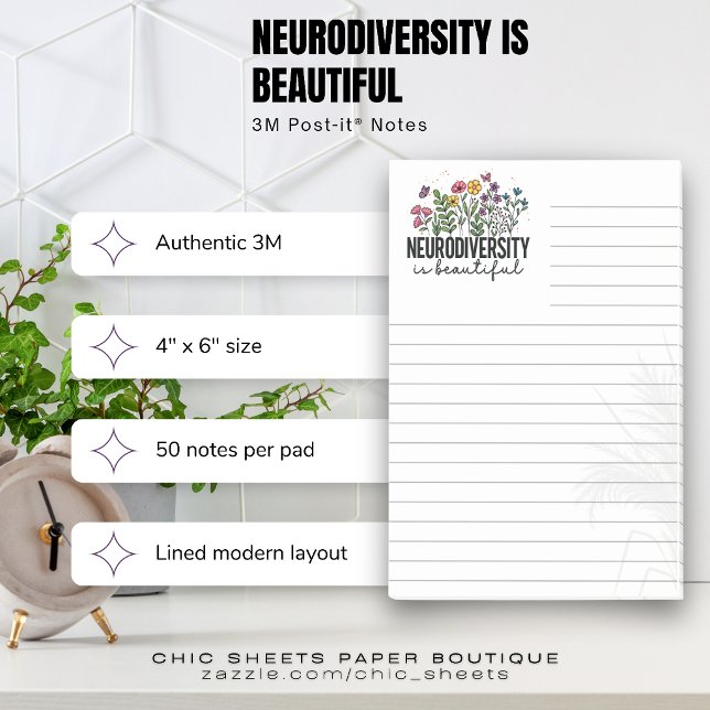 Neurodiversität ist Schön Lined 3M Post-it® Notiz (Von Creator hochgeladen)