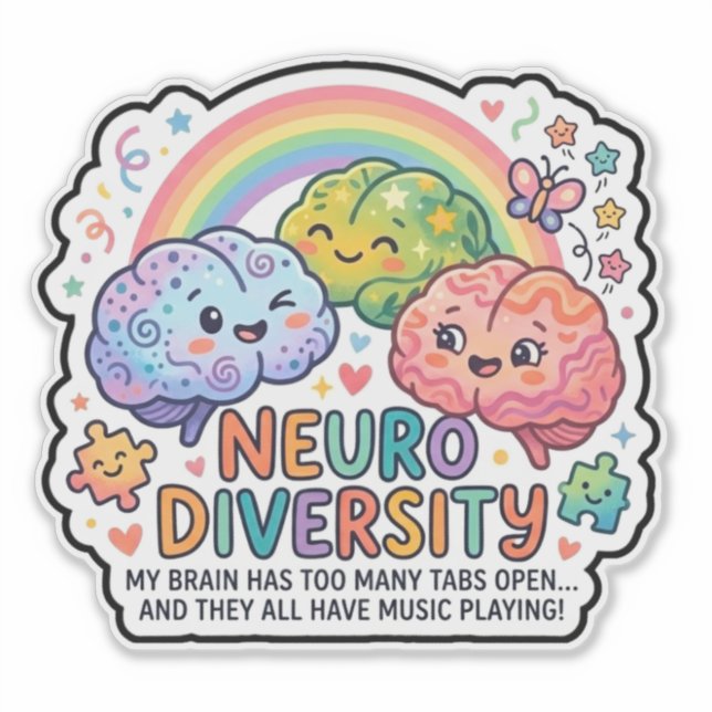 Neurodiversität lustiger Aufkleber (Vorderseite)