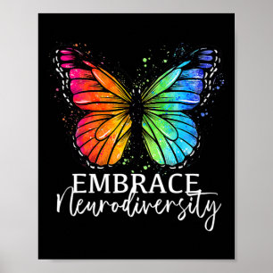 Neurodiversität Regenbogen Schmetterling Autismus Poster