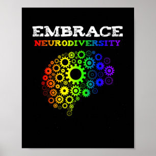 Neurodiversität umarmen Autismus Adhd Regenbogen G Poster