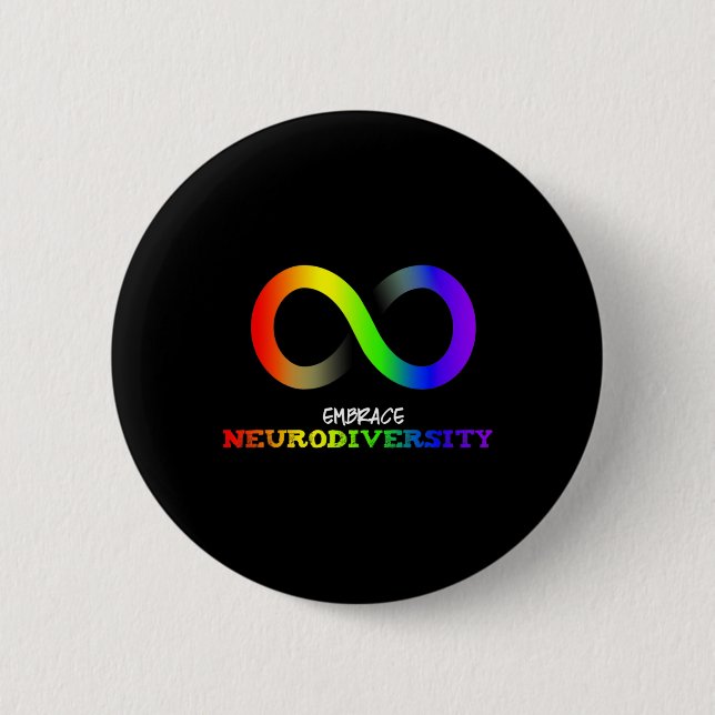 Neurodiversität umarmen Autismus Asd Adhs Regenbog Button (Vorderseite)