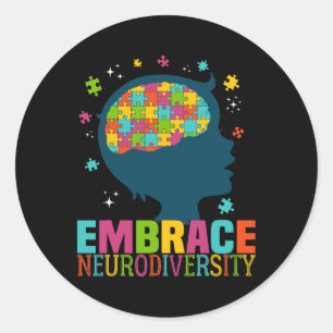 Neurodiversität umarmen Autismus-Bewusstsein Asd N Runder Aufkleber