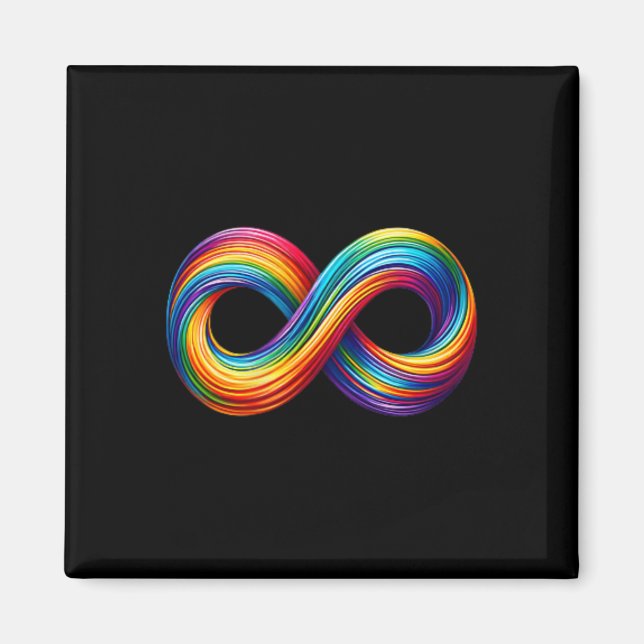 Neurodiversitäts-Unendlichkeitssymbol Regenbogen-S Magnet (Vorne)