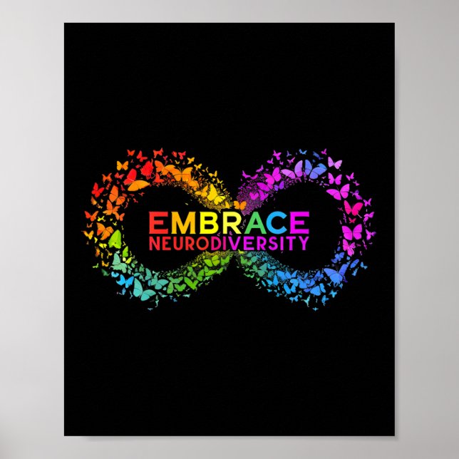 Neurodiversity-Embrace Adhd Autismus Asd Butterfly Poster (Vorne)