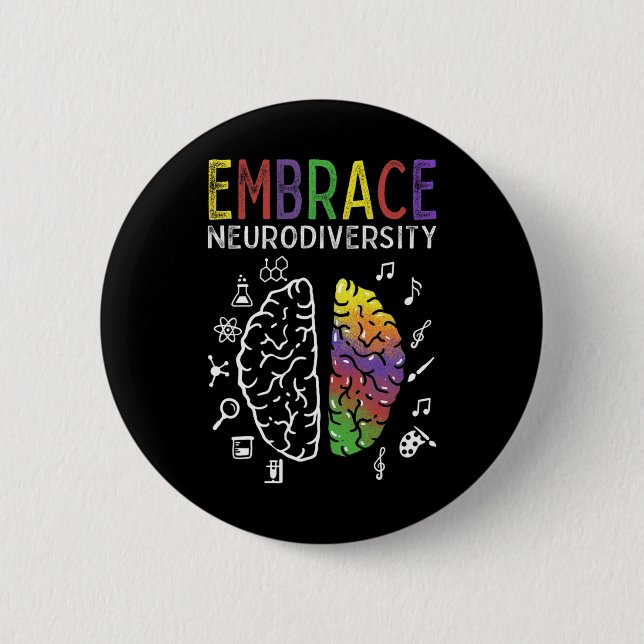 Neurodiversity Embrace Adhd Autismus Asd Hirn Button (Vorderseite)