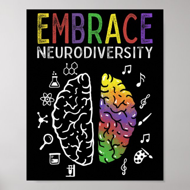 Neurodiversity Embrace Adhd Autismus Asd Hirn Poster (Vorne)
