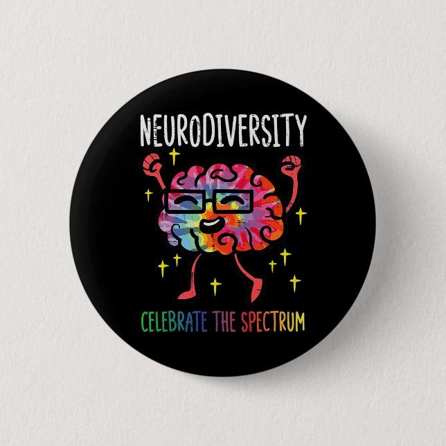 Neurodiversity Hirn Autismus Bewusstsein für Adhor Button (Vorderseite)