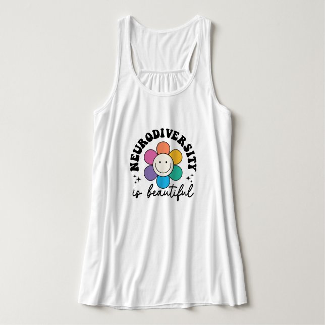 "Neurodiversity is Beautiful" Retro Flower Tank Top (Design Vorderseite)