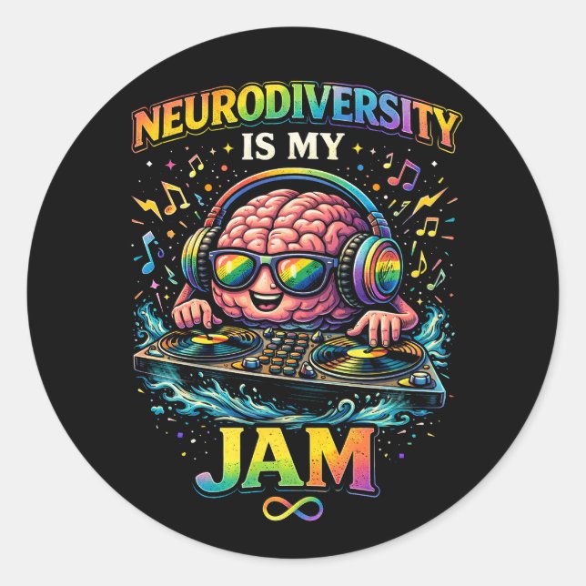 Neurodiversity Is My Jam Runder Aufkleber (Vorderseite)