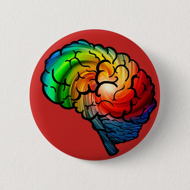 Neurodiversity Stolz-Regenbogen-Gehirn-Knopf Button (Vorderseite)