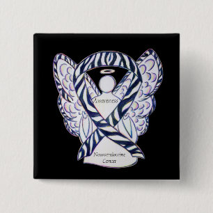 Neuroendokrine Krebsbewusstsein Ribbon Angel Butto Button